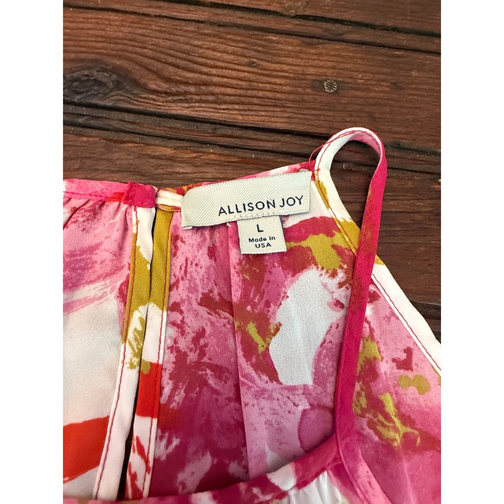 Allison Joy Womens Halter Neck Floral Tie Front Blouse Pink Size Large Resort - Picture 6 of 8